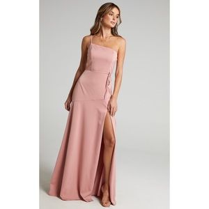 Satin One Shoulder Maxi Dress